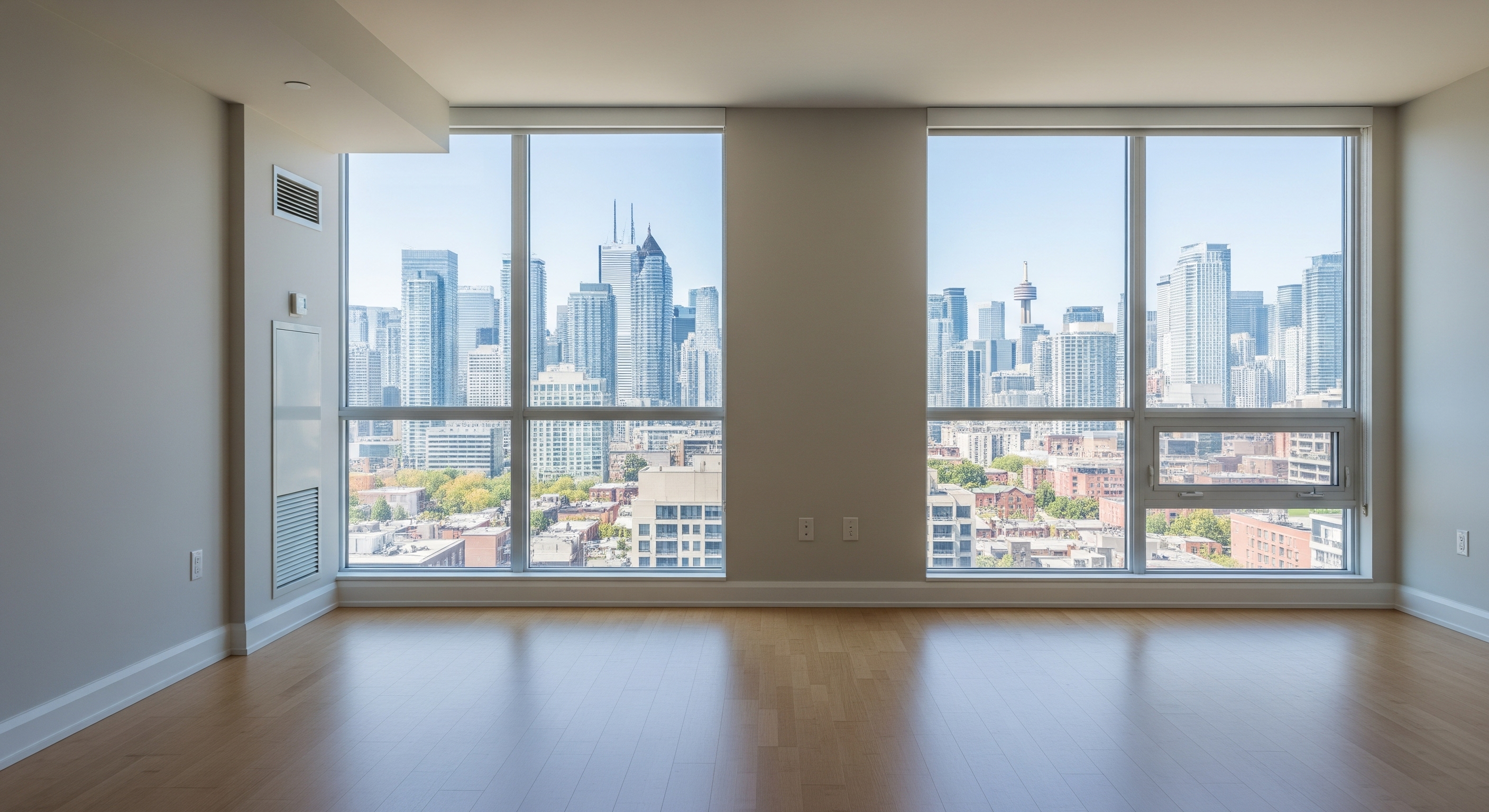 An empty, unfurnished room in a modern Toronto home, representing a property that could be subject to the Vacant Home Tax.